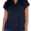 BUTTON FRONT DOLMAN SLEEVE BLOUSE