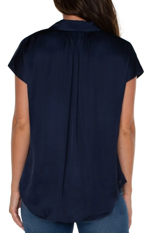 BUTTON FRONT DOLMAN SLEEVE BLOUSE