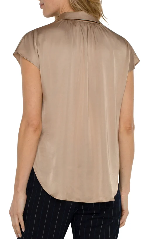 BUTTON FRONT DOLMAN SLEEVE BLOUSE