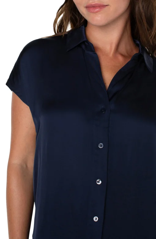 BUTTON FRONT DOLMAN SLEEVE BLOUSE