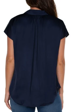 BUTTON FRONT DOLMAN SLEEVE BLOUSE