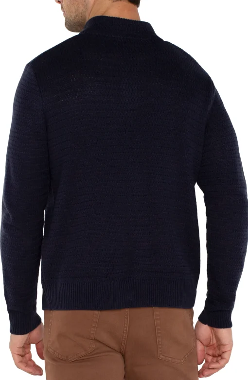 BUTTON MOCK NECK SWEATER
