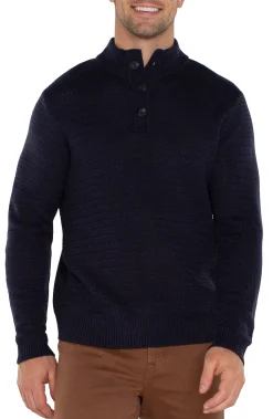 BUTTON MOCK NECK SWEATER
