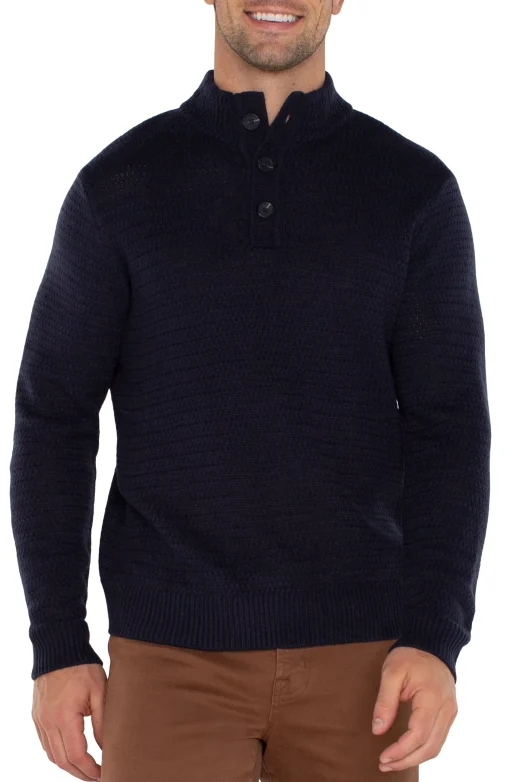 BUTTON MOCK NECK SWEATER