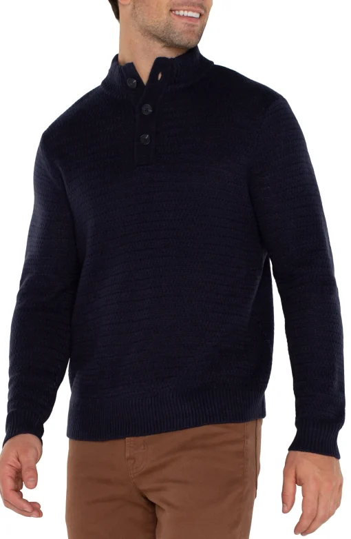 BUTTON MOCK NECK SWEATER