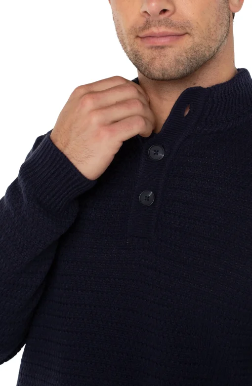 BUTTON MOCK NECK SWEATER