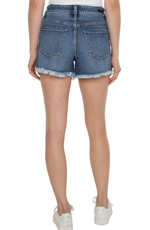 CHRISTINE HI-RISE ECO A-LINE FRAY SHORT