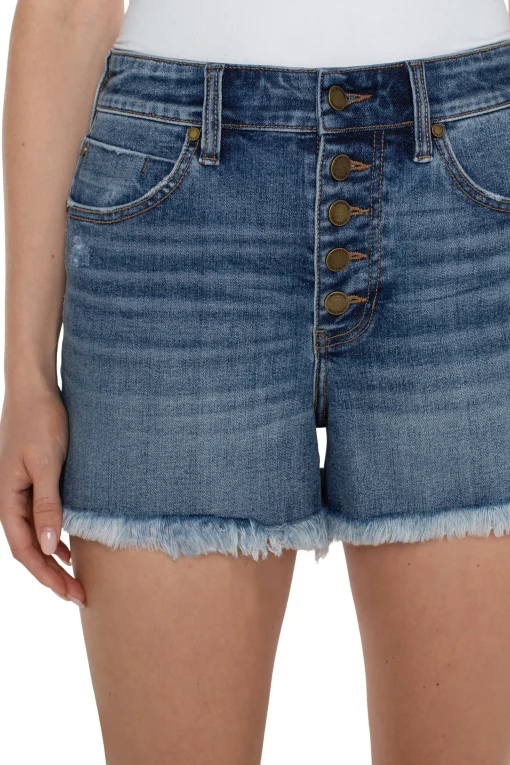 CHRISTINE HI-RISE ECO A-LINE FRAY SHORT