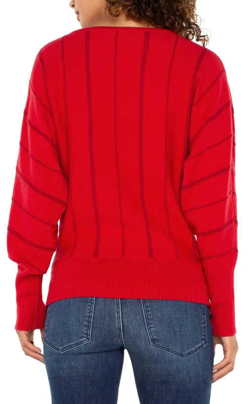 LONG SLEEVE DOLMAN SWEATER WITH STRIPE
