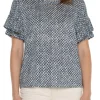 PETITE 1/2 SLEEVE DROP SHOULDER WITH RUFFLE