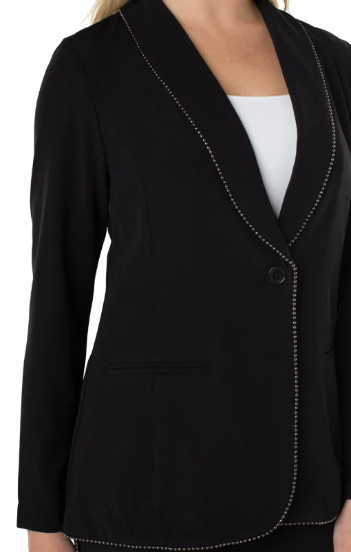 SHAWL COLLAR BLAZER WITH CHAIN DETAIL