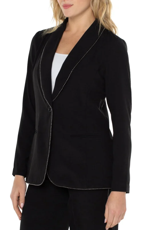 SHAWL COLLAR BLAZER WITH CHAIN DETAIL