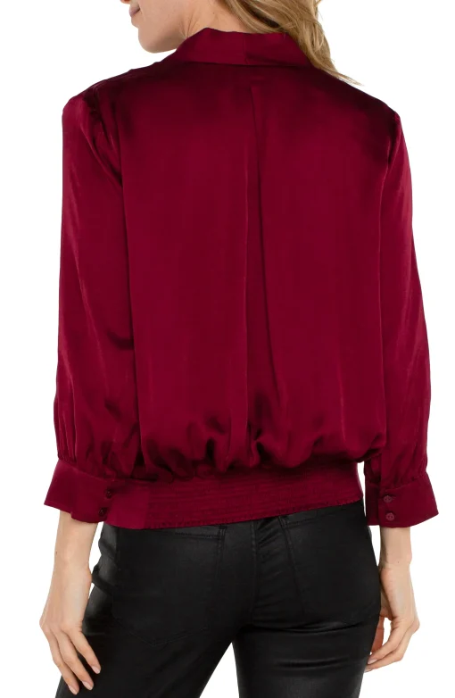 SHAWL WRAP FRONT BRACELET SLEEVE BLOUSE