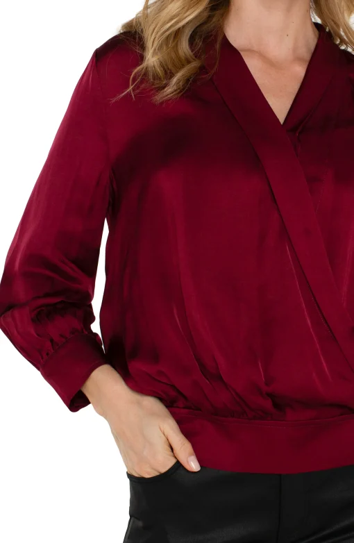 SHAWL WRAP FRONT BRACELET SLEEVE BLOUSE