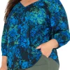 3/4 SLEEVE SWEETHEART NECK WOVEN BLOUSE