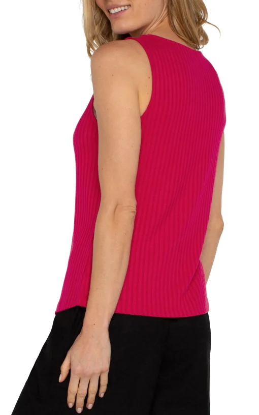 SLEEVELESS BOAT NECK RIB KNIT TOP