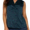 SLEEVELESS PLEATED NECK WOVEN BLOUSE