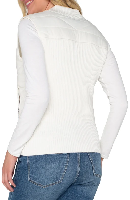 SLEEVELESS QUILTED FULL ZIP SWEATER VEST