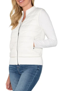 SLEEVELESS QUILTED FULL ZIP SWEATER VEST