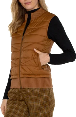 SLEEVELESS QUILTED FULL ZIP SWEATER VEST
