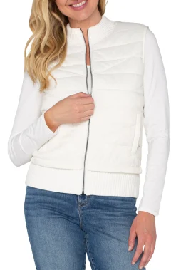 SLEEVELESS QUILTED FULL ZIP SWEATER VEST