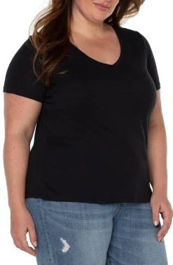 SLIM FIT V-NECK SLUB KNIT TEE