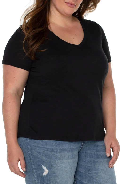 SLIM FIT V-NECK SLUB KNIT TEE