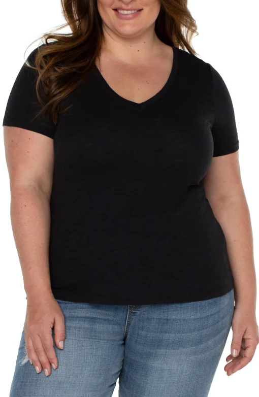 SLIM FIT V-NECK SLUB KNIT TEE