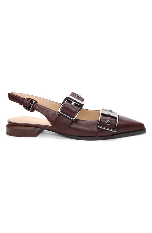 VILLA LEATHER SLINGBACK WITH DOUBLE BUCKLE