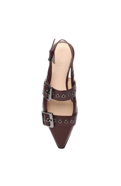 VILLA LEATHER SLINGBACK WITH DOUBLE BUCKLE