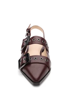 VILLA LEATHER SLINGBACK WITH DOUBLE BUCKLE